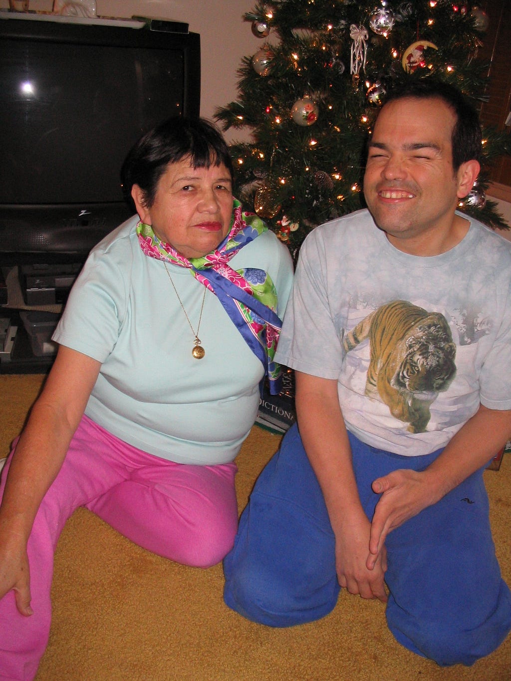 Mom and me during the family Christmas eve get together in 2004