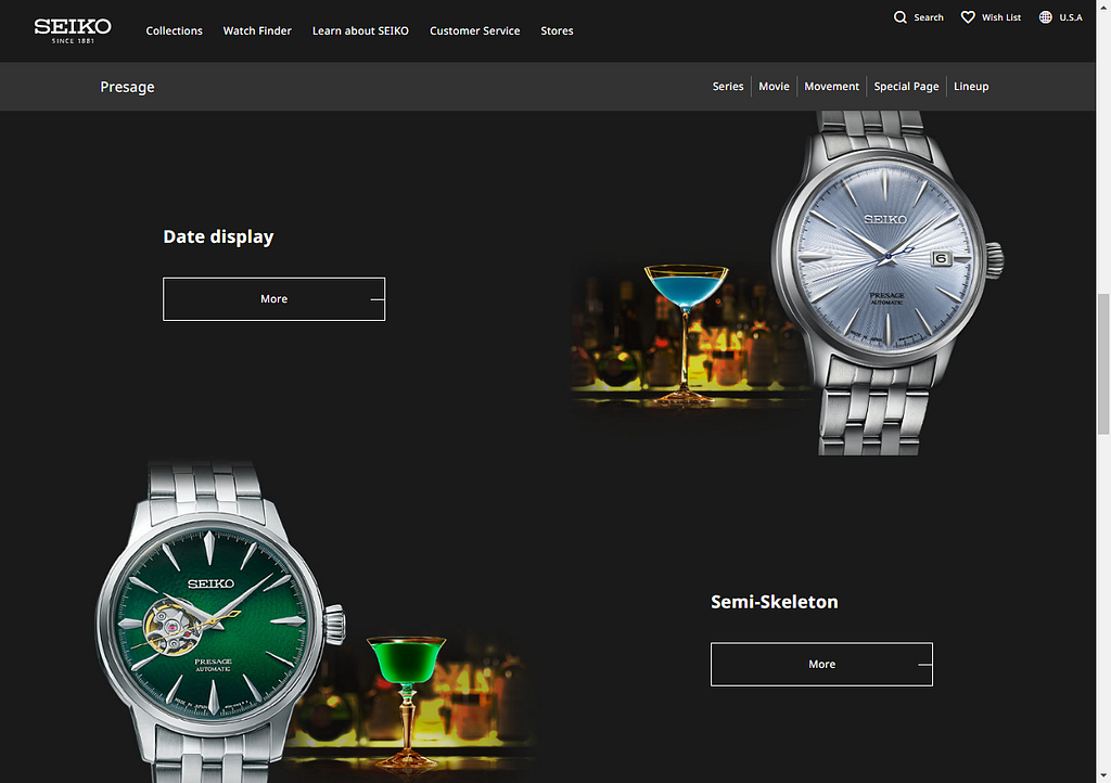 Seiko Presage Cocktail Time on official website