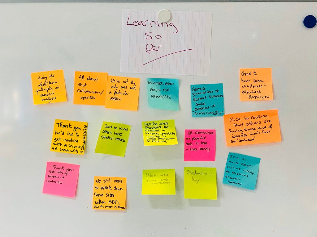 Post-its of learning so far