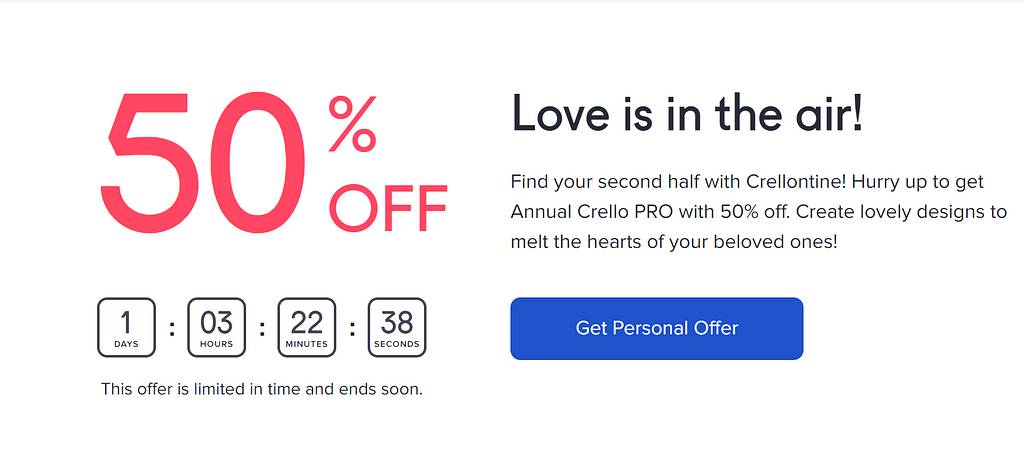 Crello + Valentine’s Day 50% Off Discount Promo Code Deal