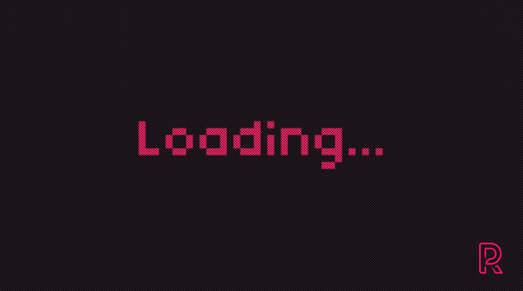 A text saying Loading… in red on a black background