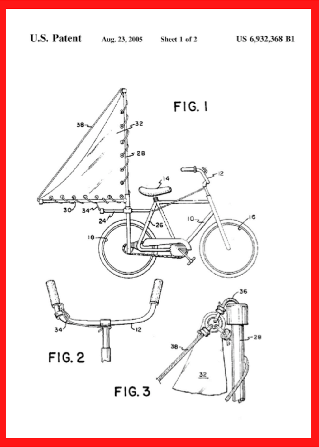 Patent for a wind-powered bicycle