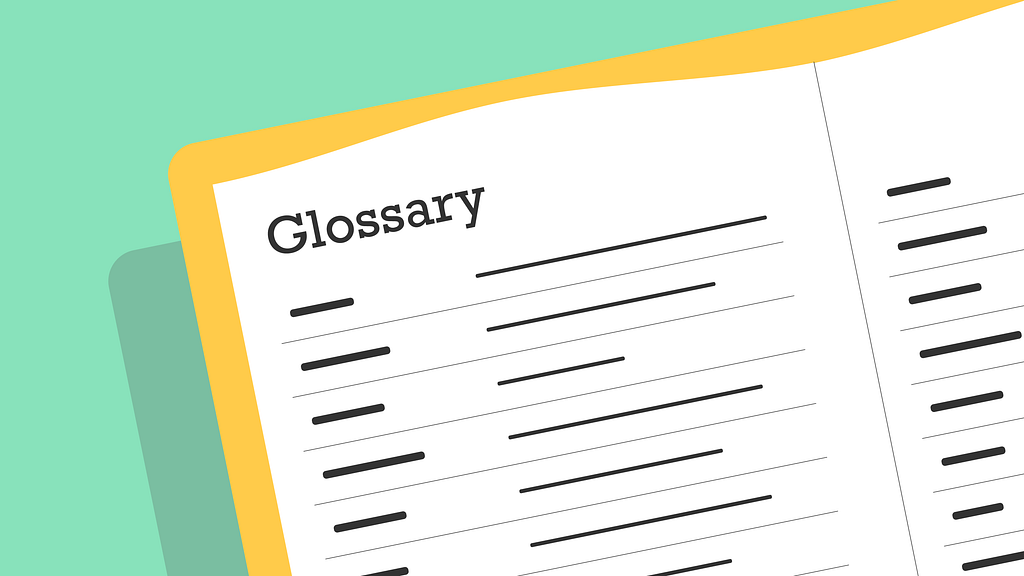 Illustration of glossary written on paper