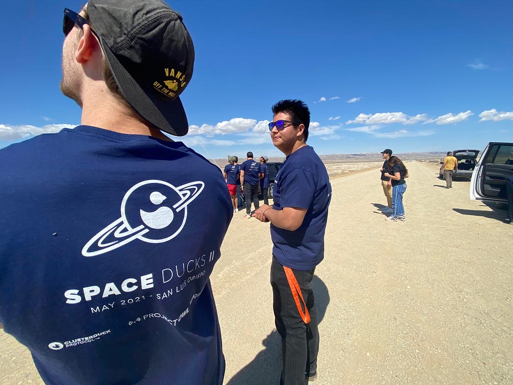 SpaceDucks 2 team members searching for a payload in descent, May 2021.