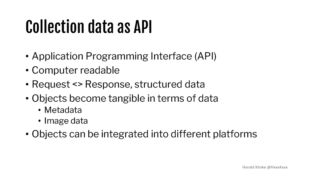 How structured data can be accessed via an API as a request and response