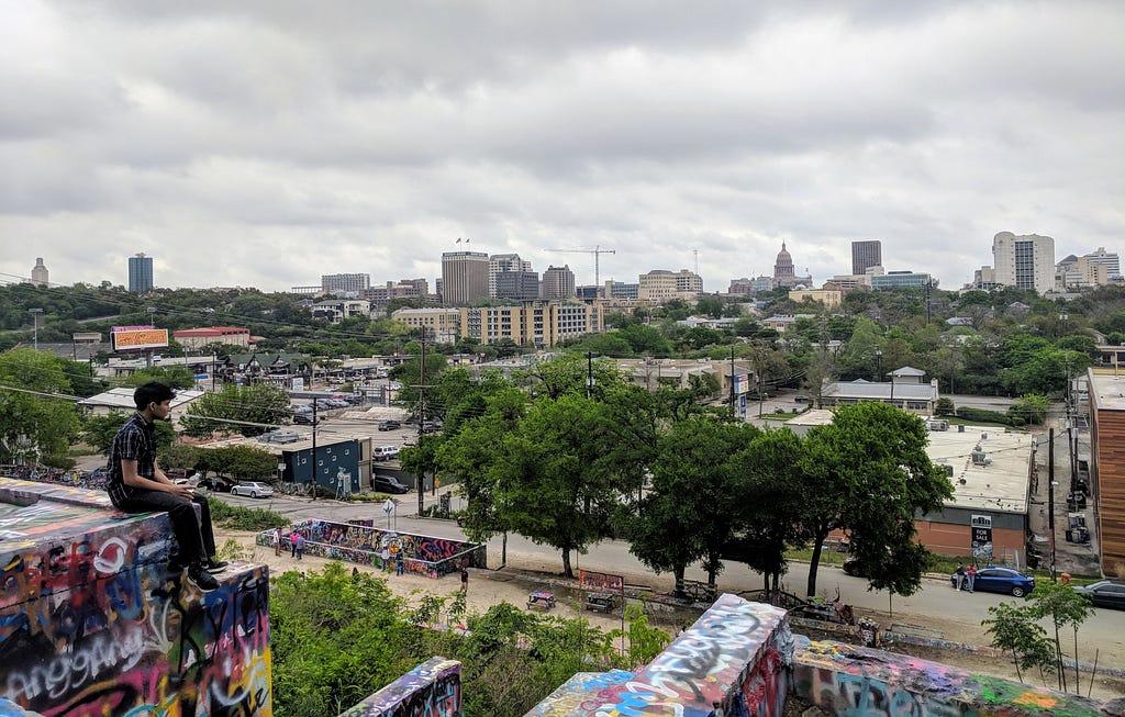 View from Hope Outdoor Gallery in Austin, TX.