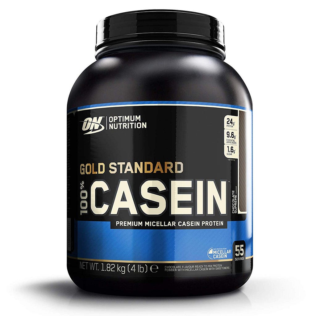 A container of casein protein