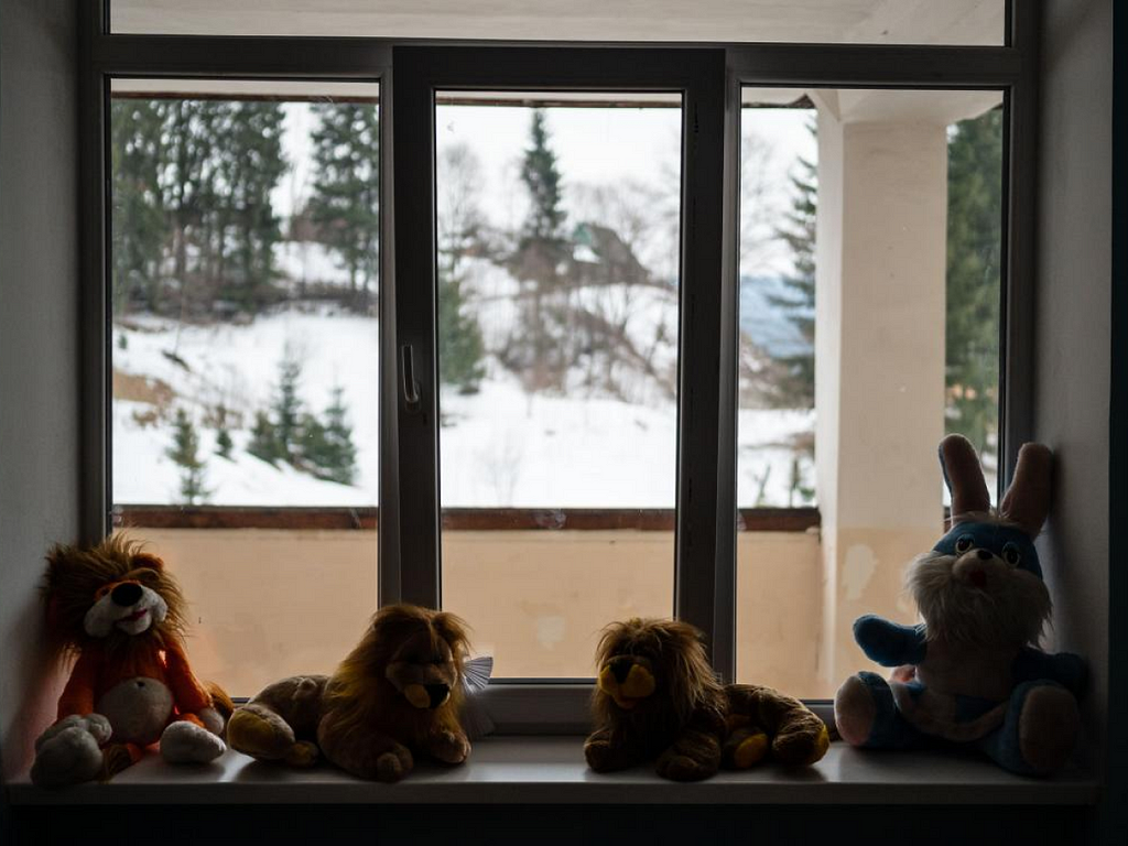 Soft toys for the children in an orphanage that was evacuated from the East of Ukraine during Russian invasion.