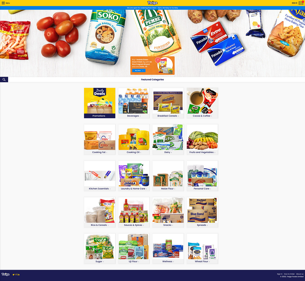 Screenshot of Twiga’s M-commerce (Soko Yetu) online B2B Platform