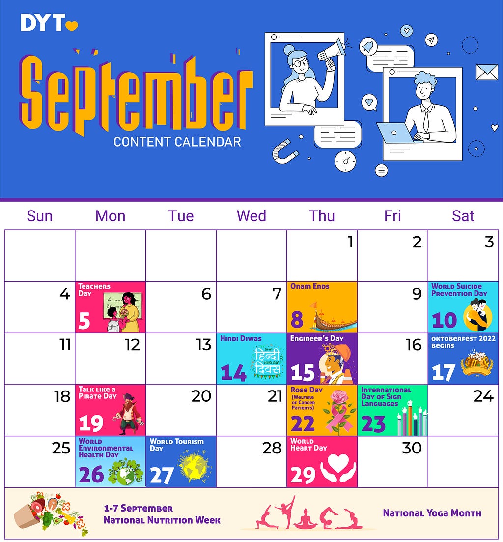 Social Media Calendar 2022 September