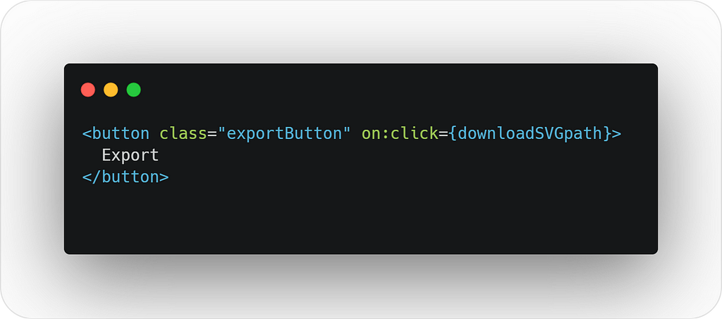 The HTML code of our export button