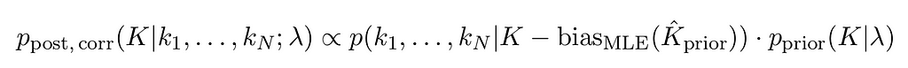 Bias-corrected a posteriori distribution