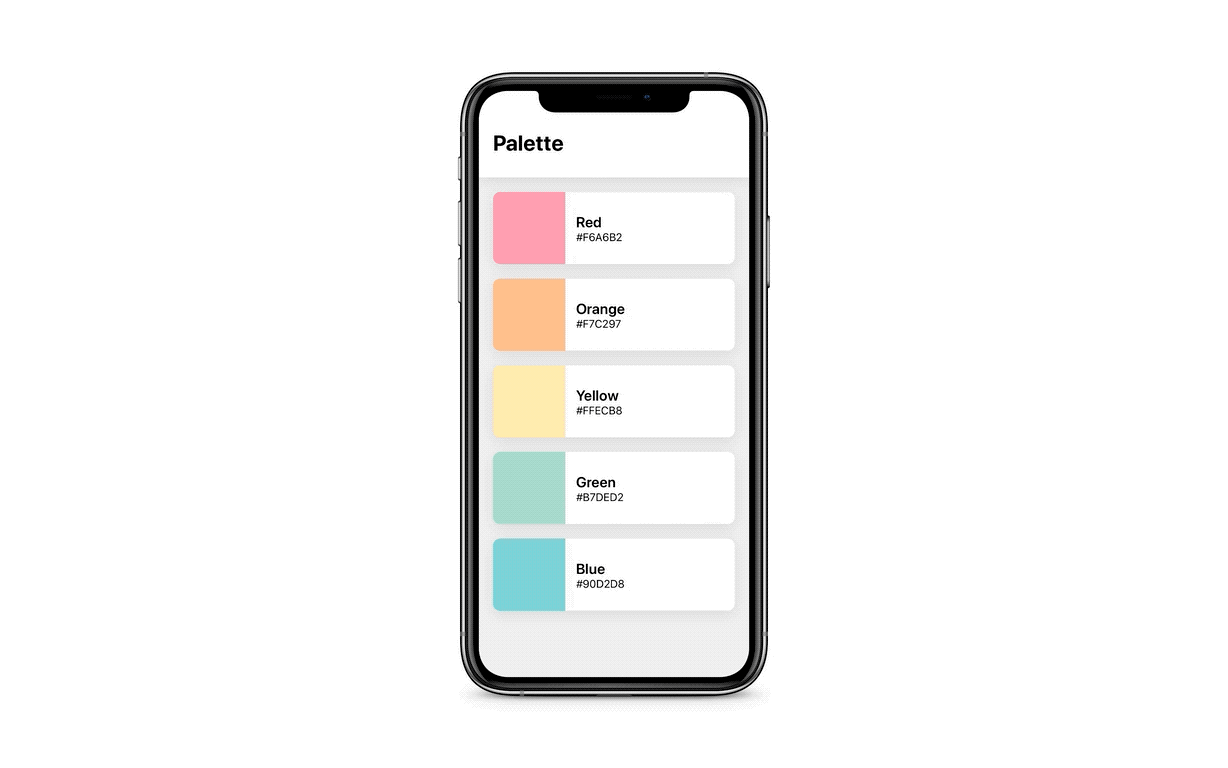 Animated demo of a list in a mobile app.