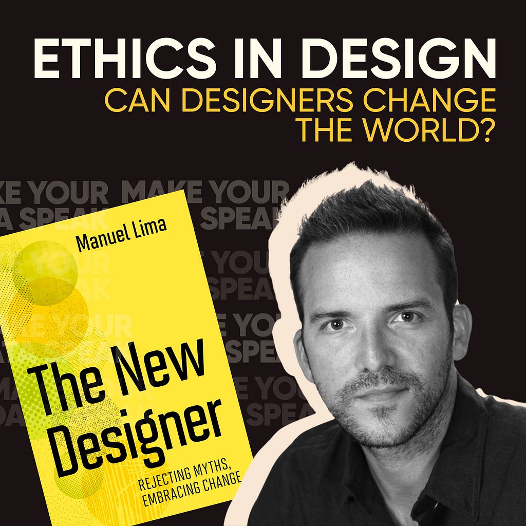 The cover of the book: the new designer, and the photo of Manuel Lima