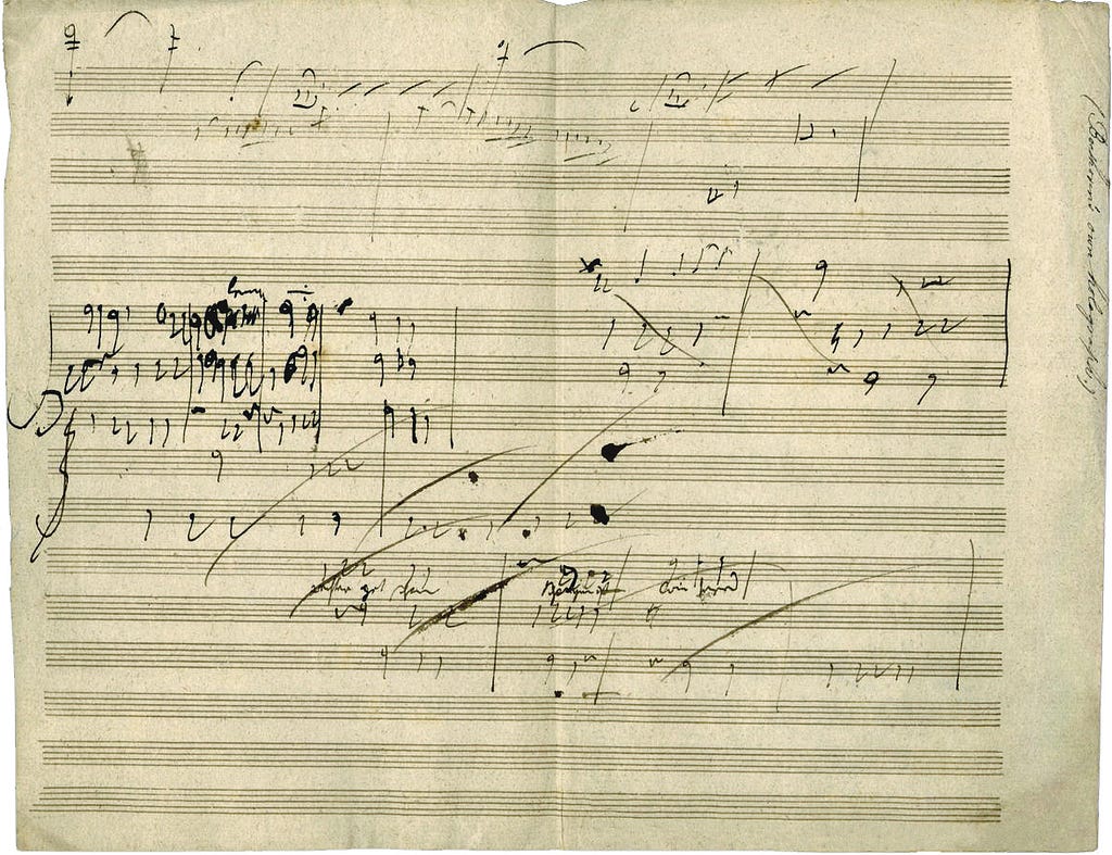 Beethoven’s score with multiple revisions