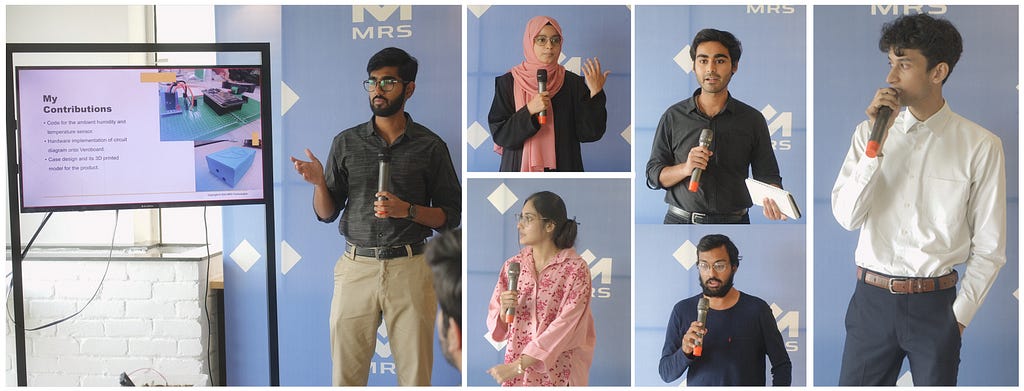 The photo contains highlights during the Presentations | The photo contains a group of photos where Interns can be seen presenting | MRS Internship Program 2023