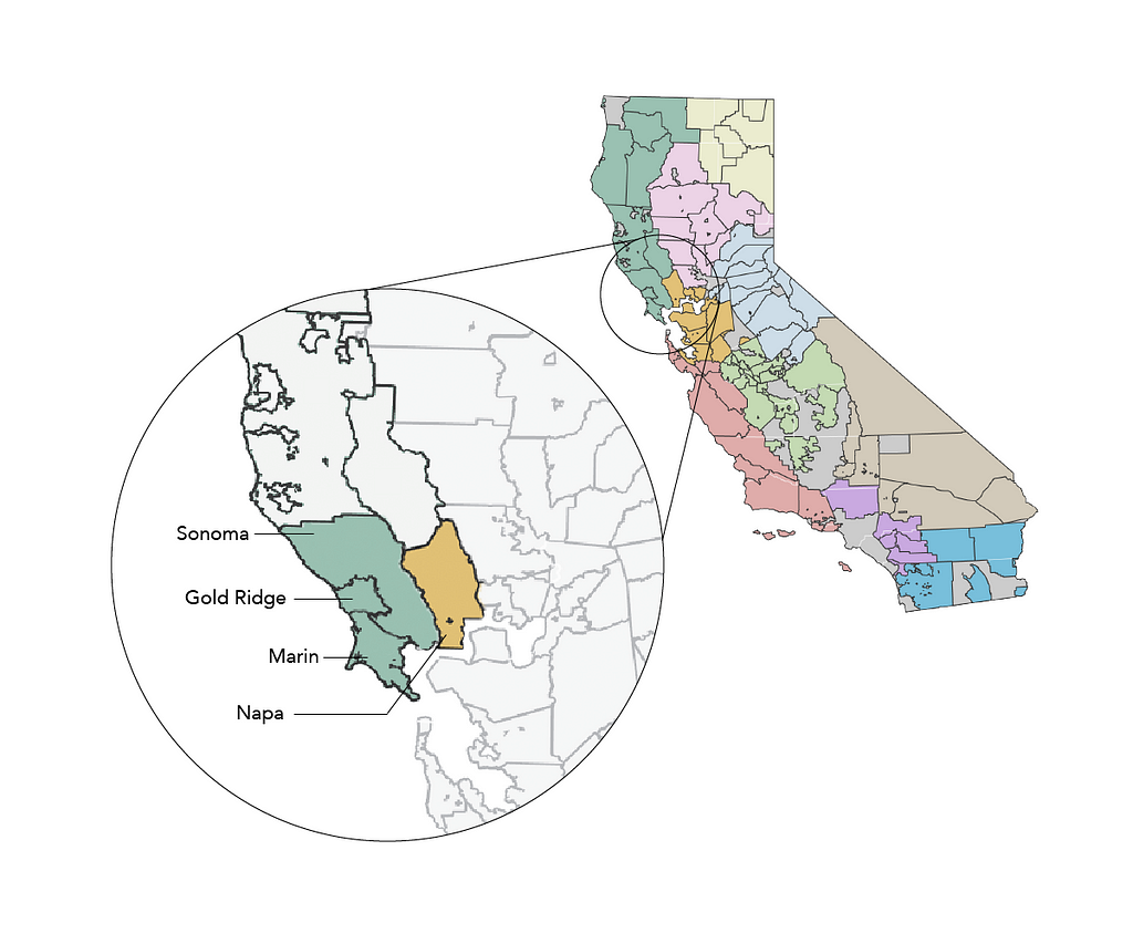 Map of Northern Bay California RCDs