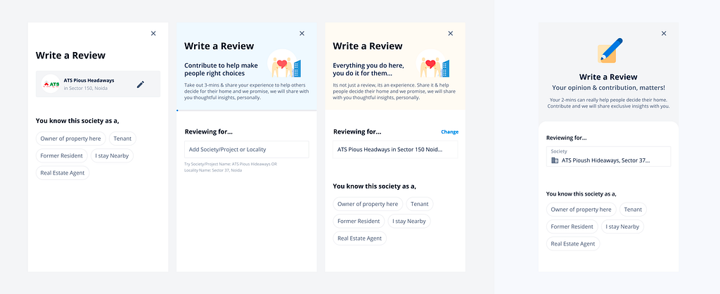 UI design of review capturing form