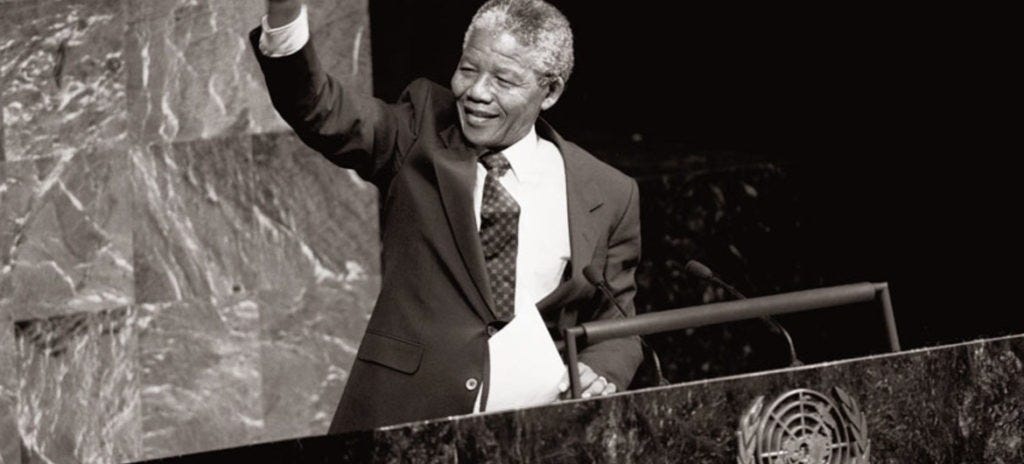 Nelson Mandela em seu discurso na ONU