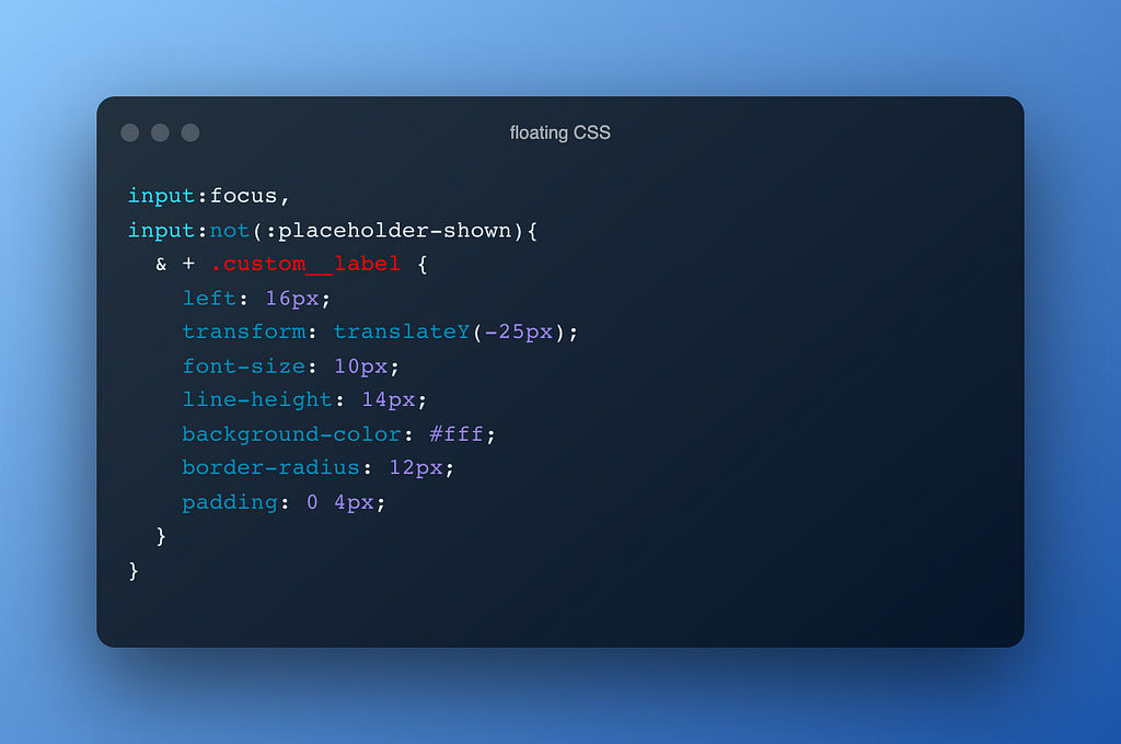 Floating Label CSS