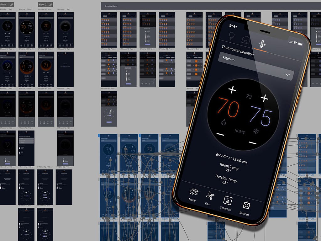 Mockup of a smart thermostat app