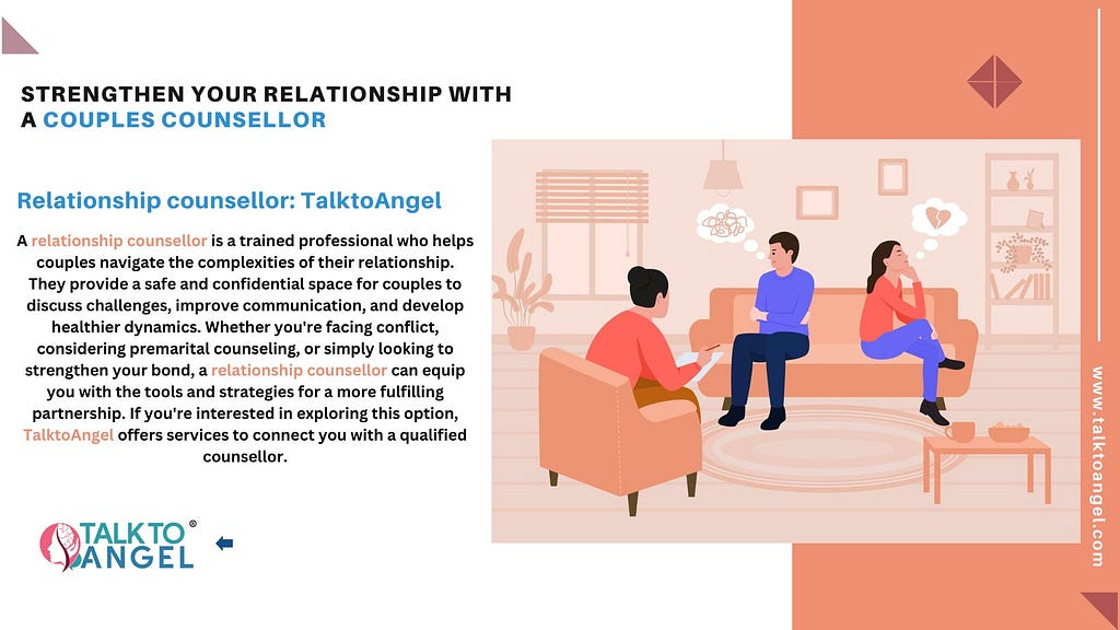 At TalkToAngel, we offer a dedicated team of experienced couple counselors who are committed to helping partners navigate the ups and downs of their relationships with care, empathy, and expertise.