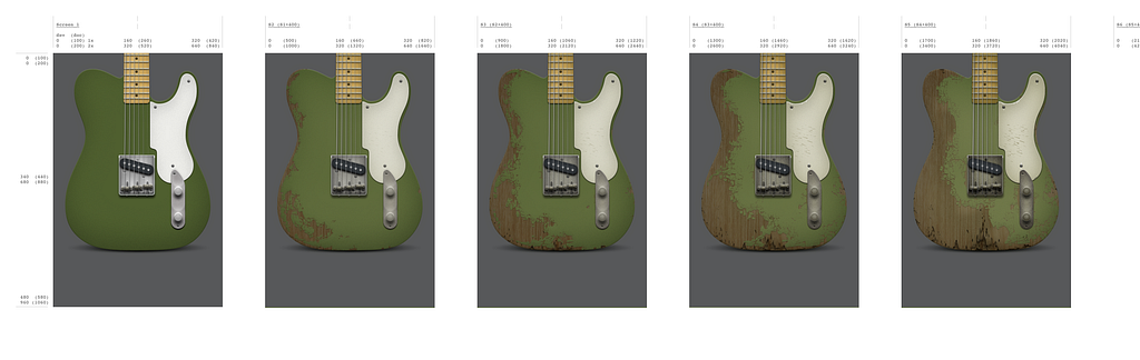 Early design document for a custom guitar shop’s guitar configuration app.