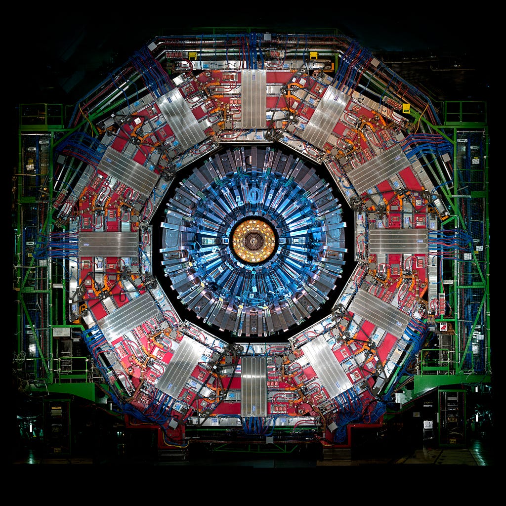 A cross-section of The Large Hadron Collider, a 28km particle collider located beneath the France-Switzerland border near Geneva.