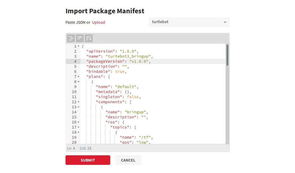 Import package manifest