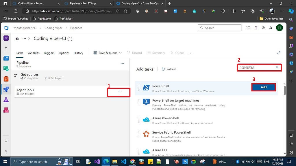 Adding task to Azure pipeline