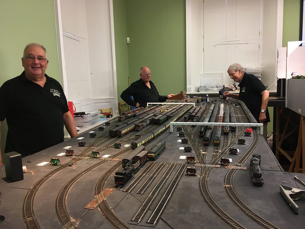 David Reed and colleagues with their model railway