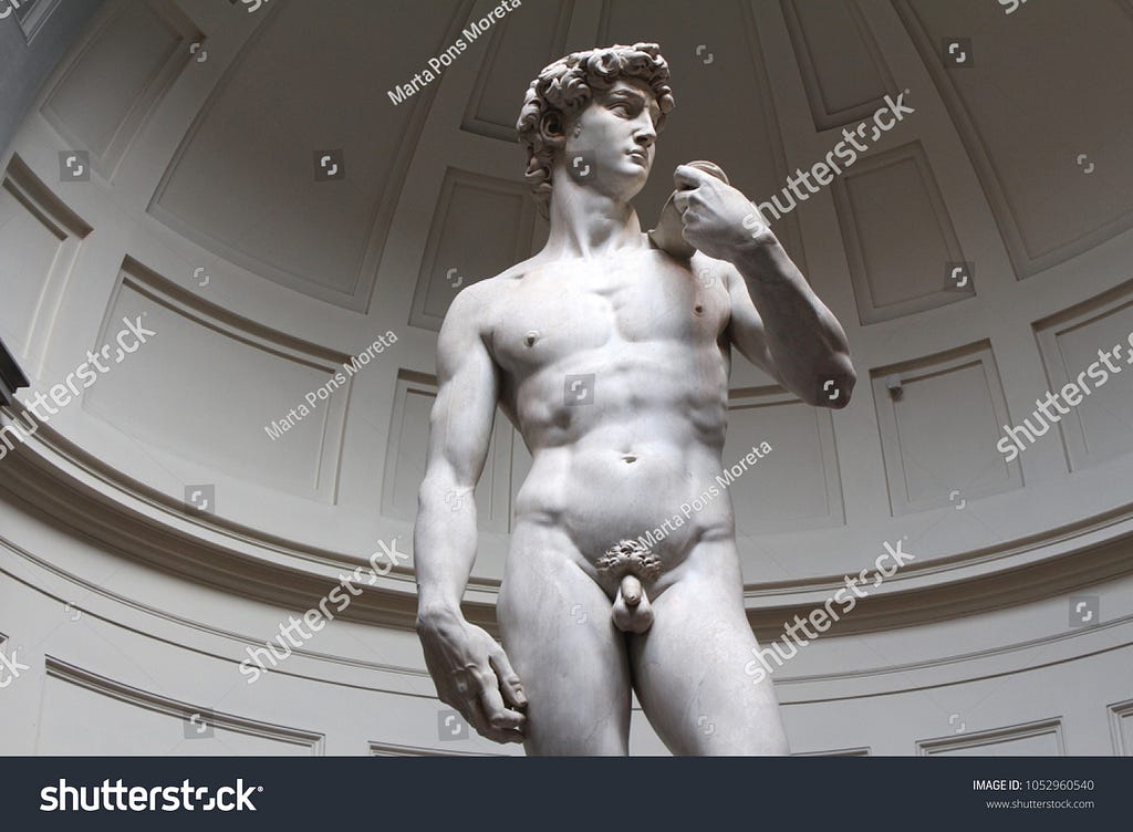 David is a masterpiece of Renaissance sculpture created in marble by Michelangelo