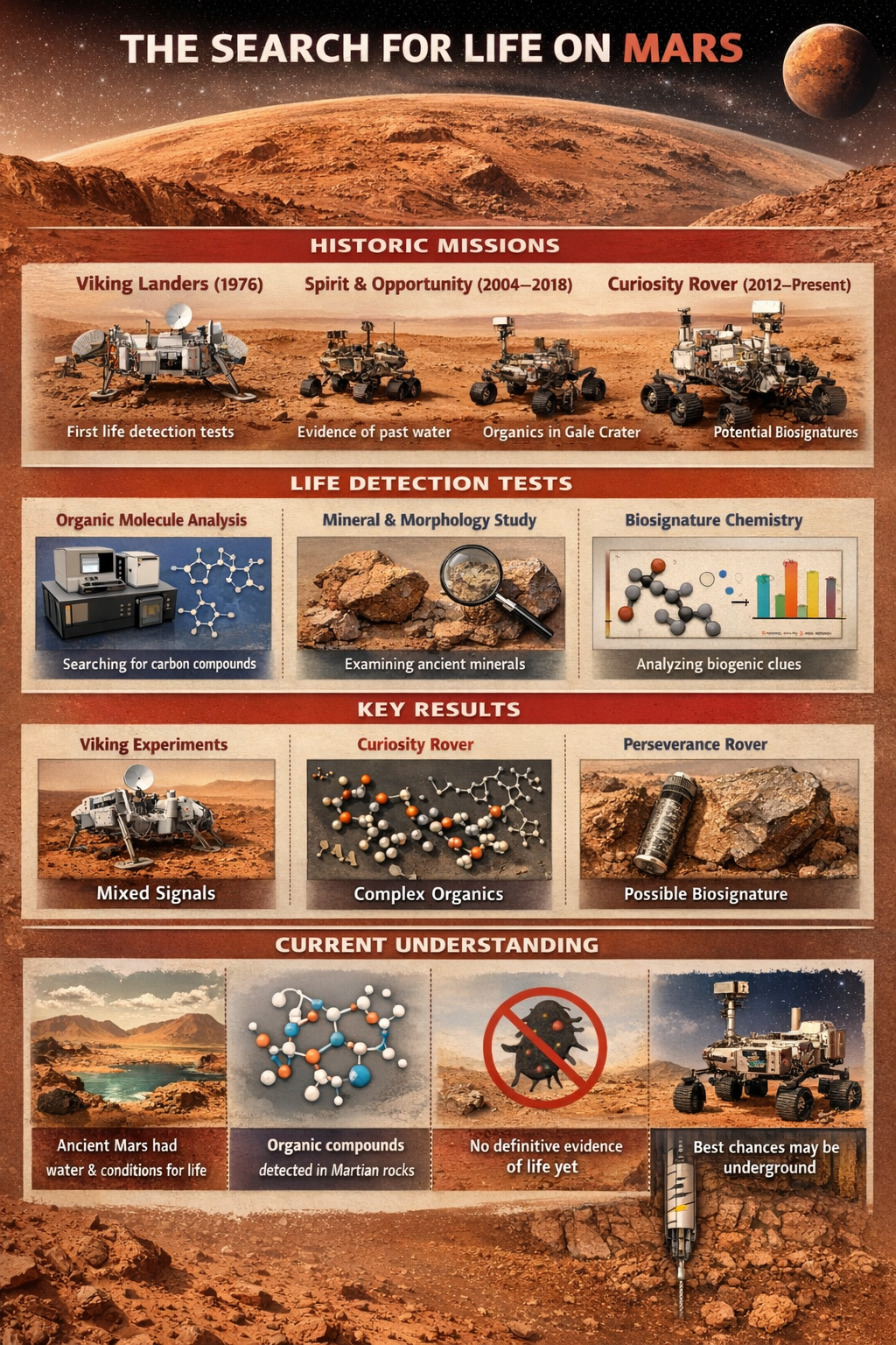 The Search for Life on Mars: A Scientific Deep-dive into Missions Disc