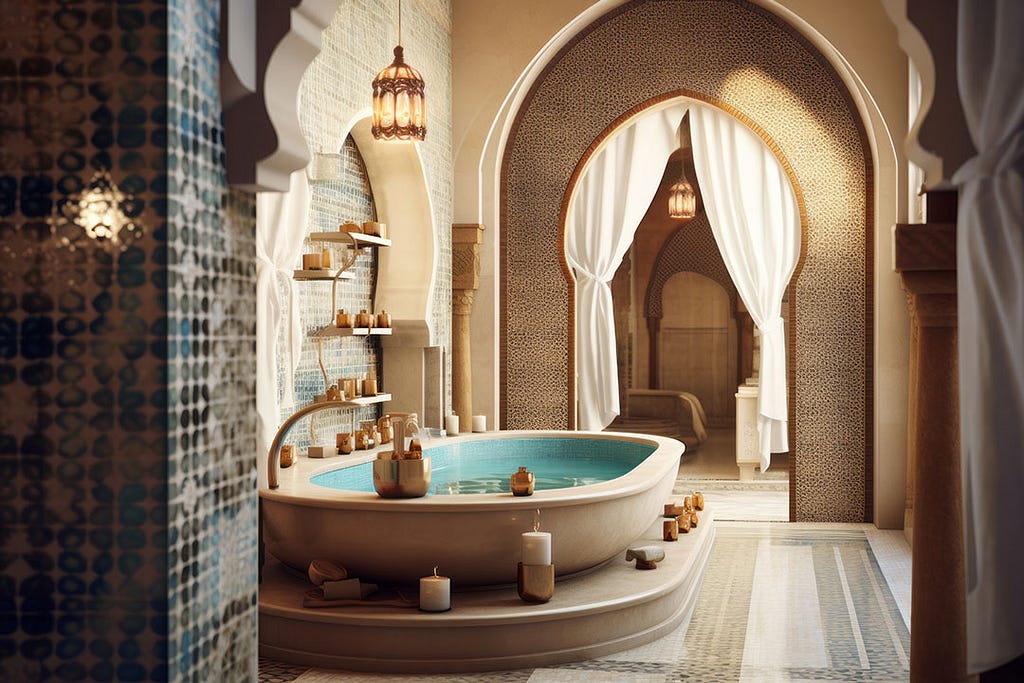 an interior image of a moroccan style hammam