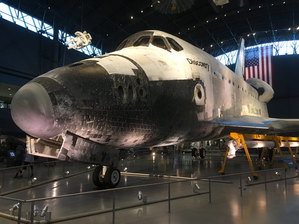 The Space Shuttle Discovery.