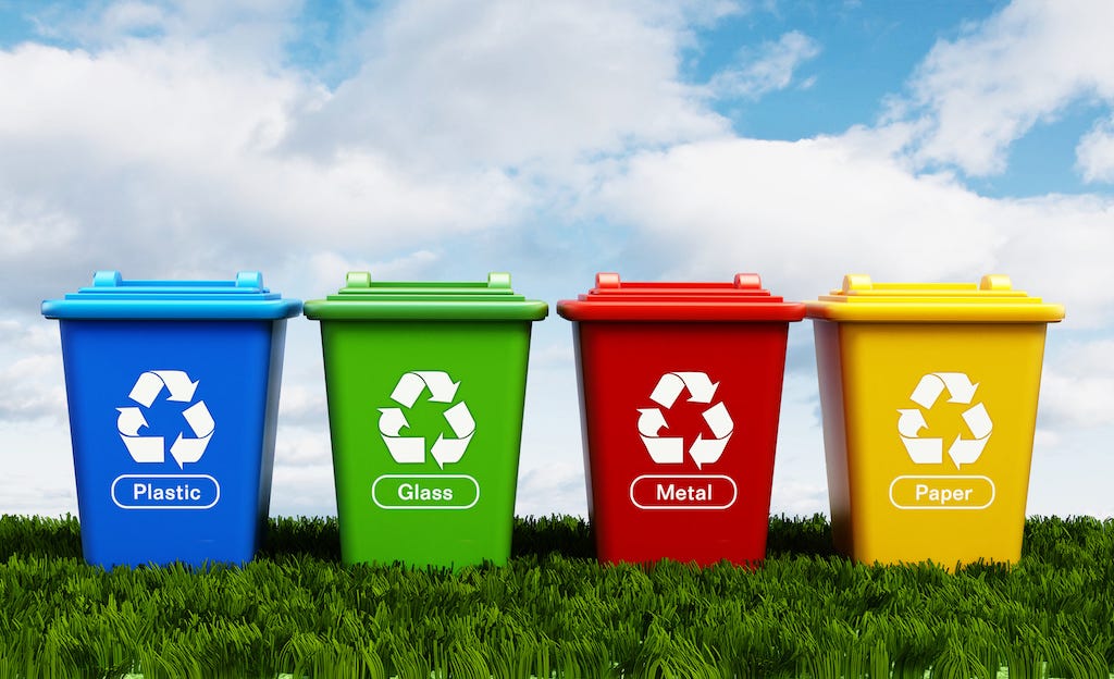 Recycling bins for trash