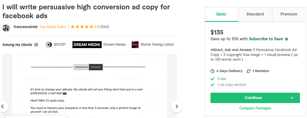 Fiverr top-rated seller has put samples of work on gig as example. Fiverr gigs. prove yourself with examples.