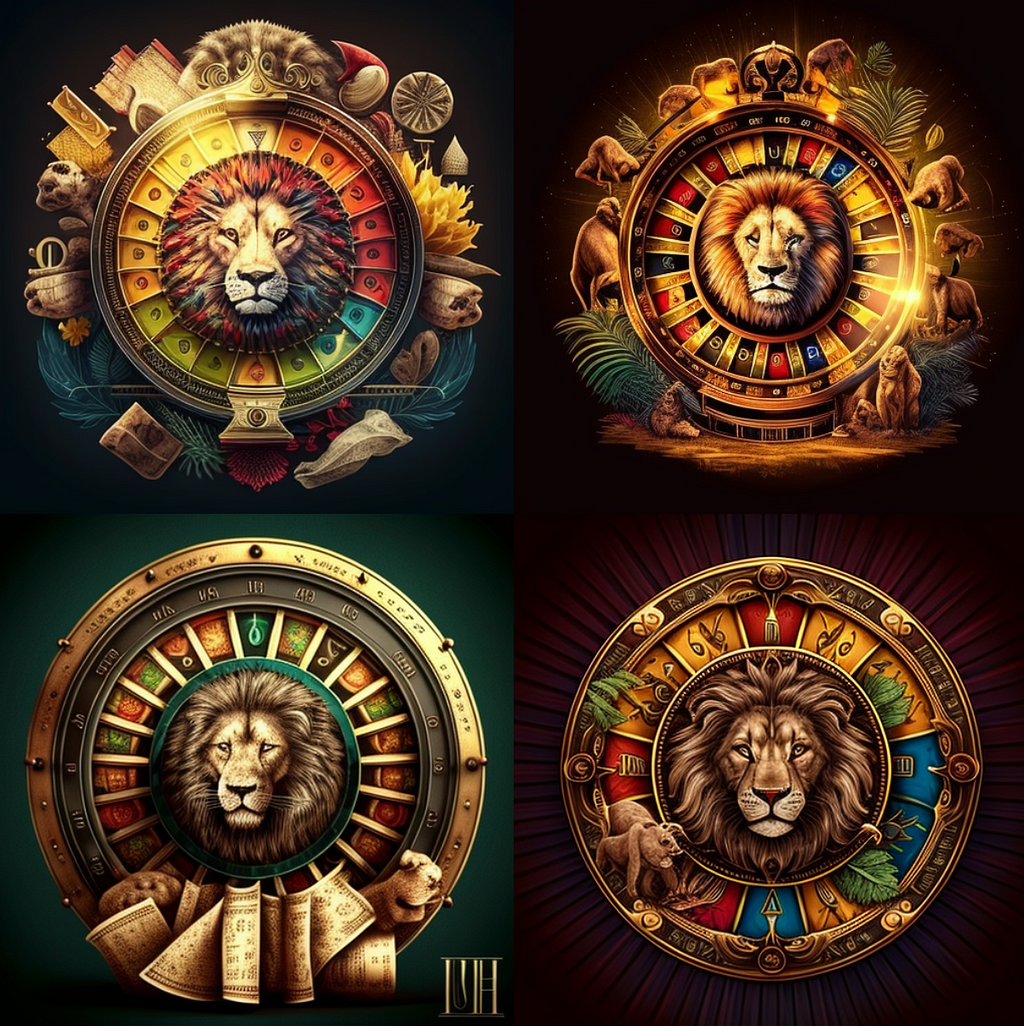 Four fortune wheels made by Midjourney