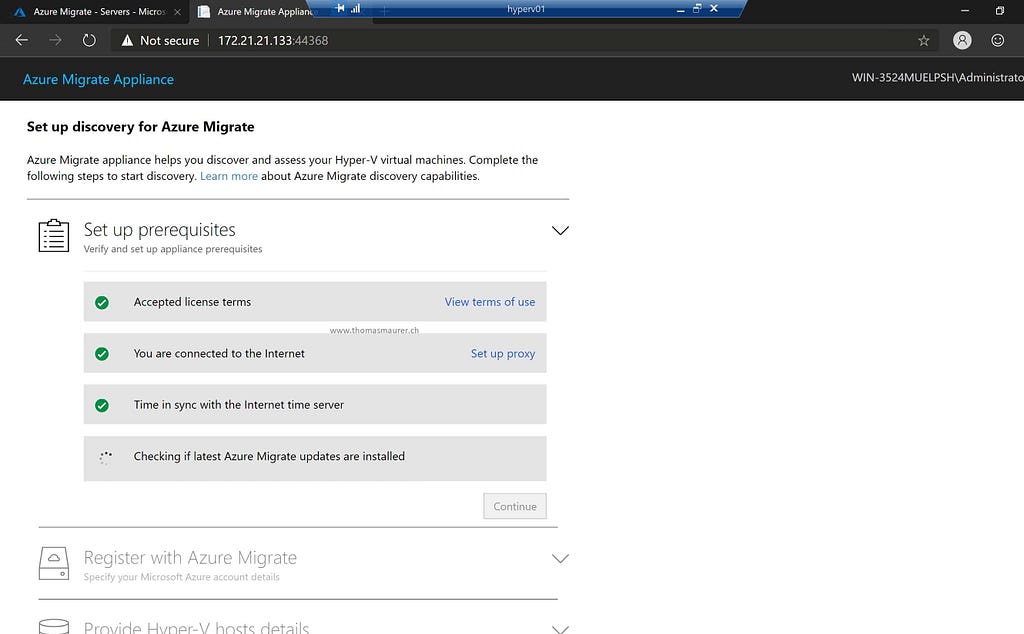 Setting up Azure Migrate Appliance