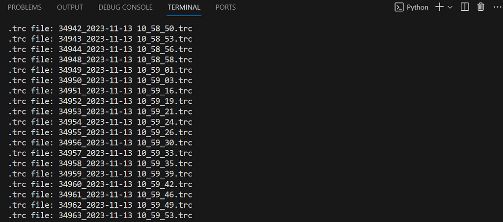 List Of All ‘.trc’ Files Are Shown in the Output Using ‘*’ Wildcard