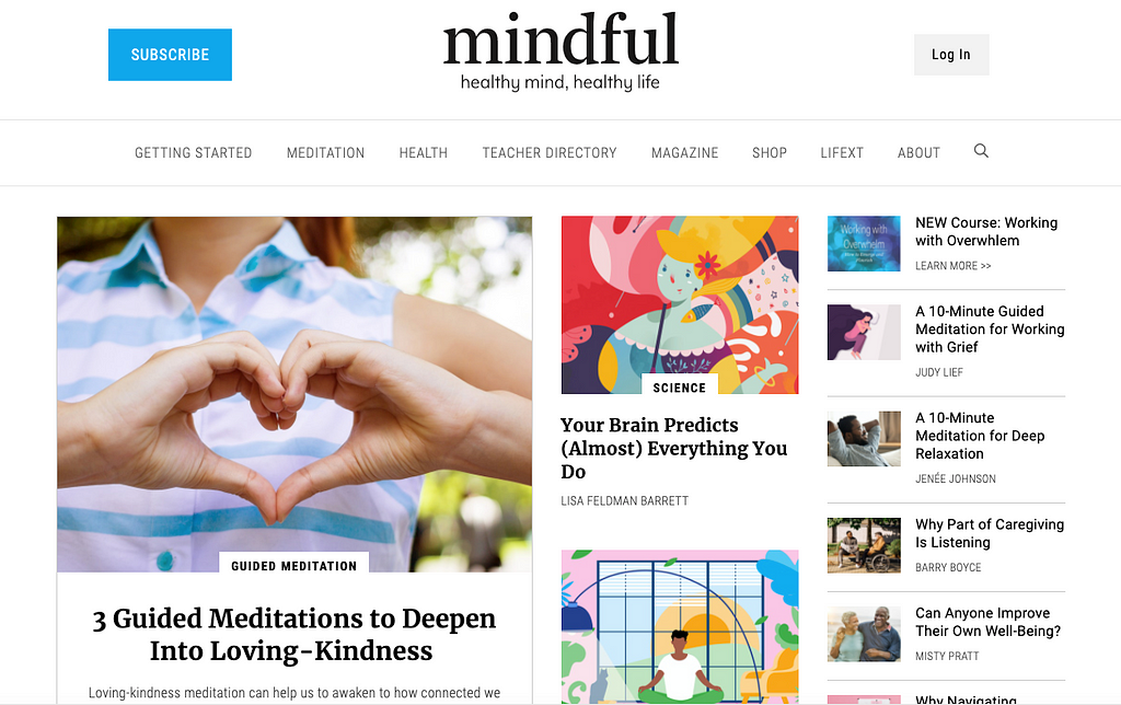 Mindful.org homepage on 5.2.2021