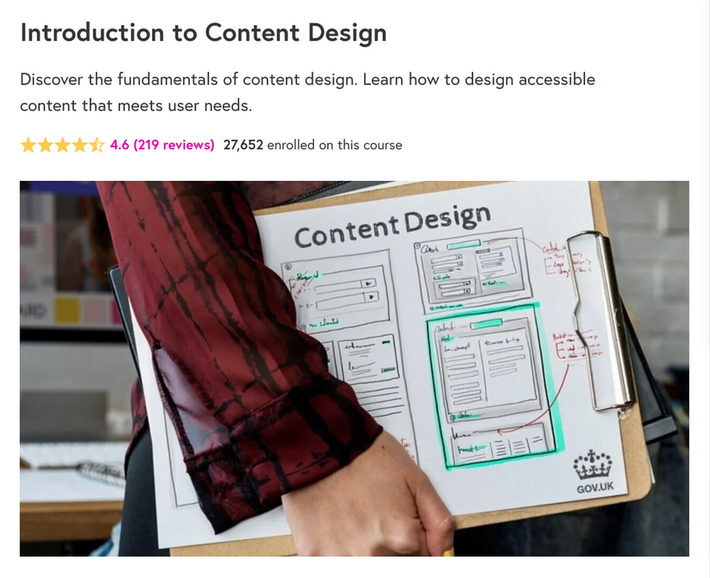 FutureLearn’s Introduction to Content Design course