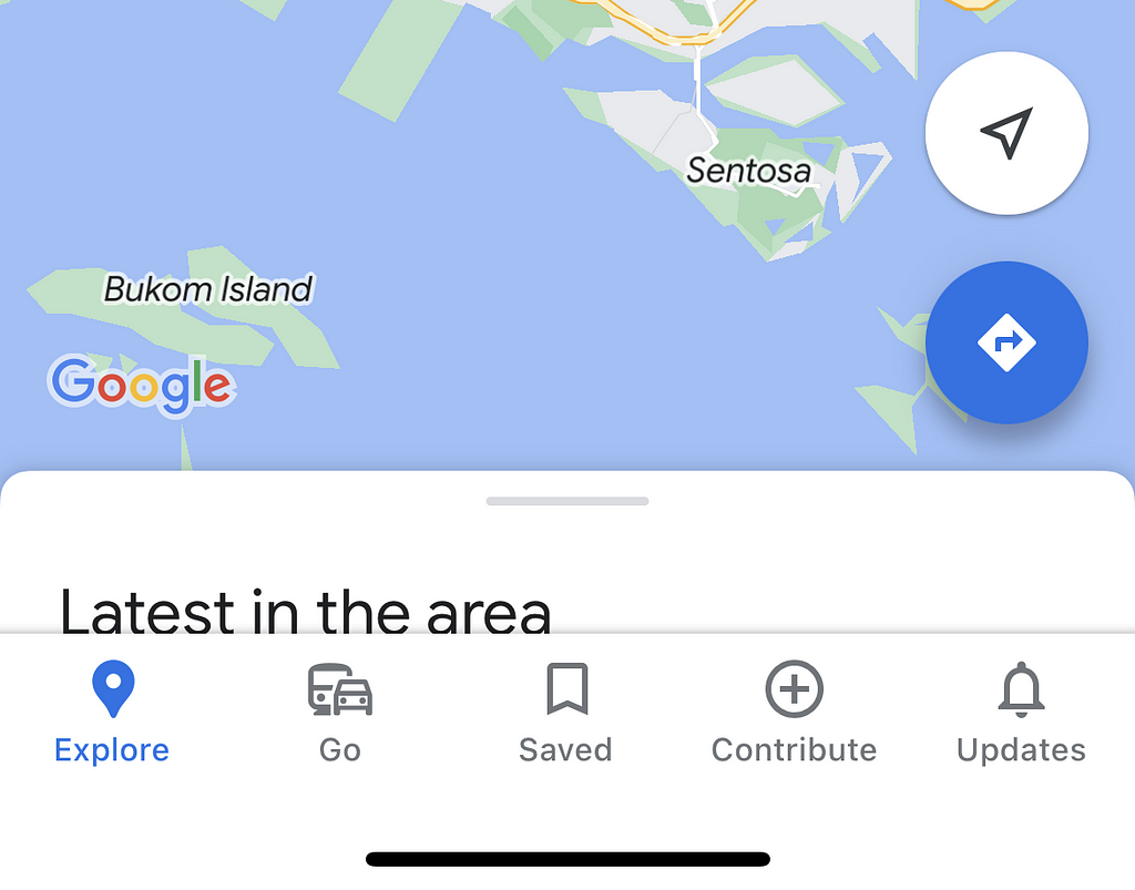 “Latest in the area” peeks from underneath the Google Maps status bar.