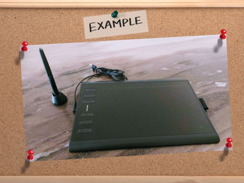 An original photo of a drawing tablet as an example on writing a proper file name.