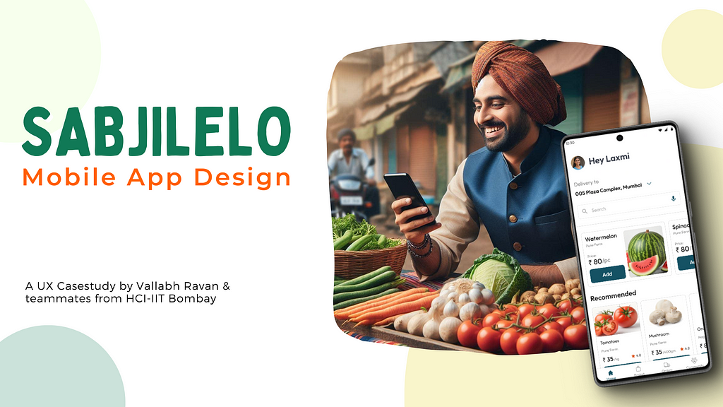 Indian vegetable seller using Sabjilelo app. Ai generated image.