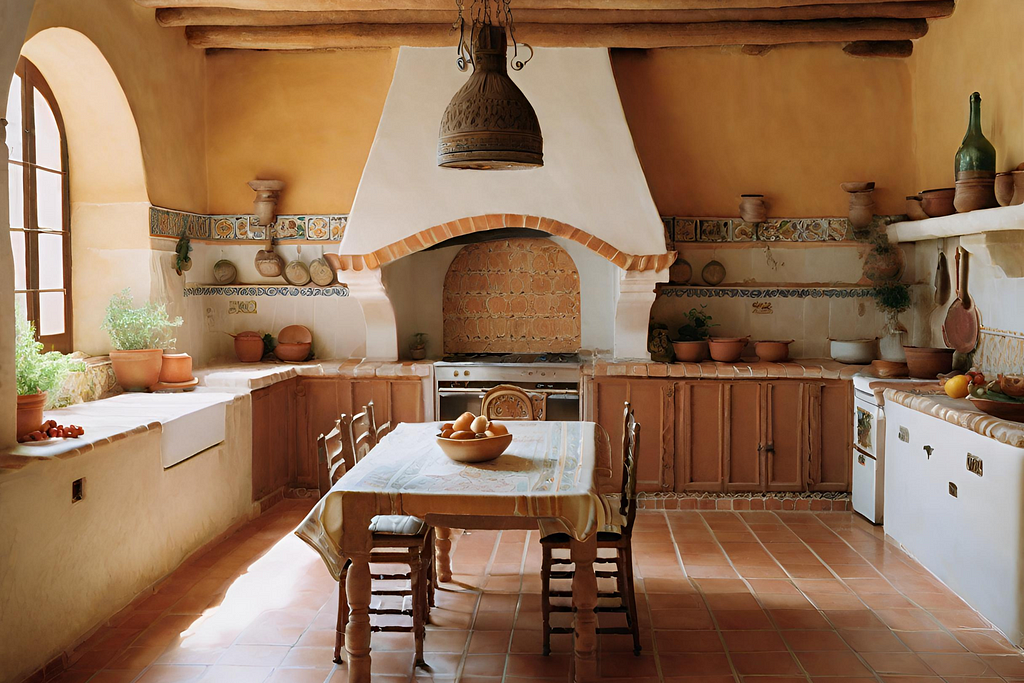 spanish mediterranean kitchen layout