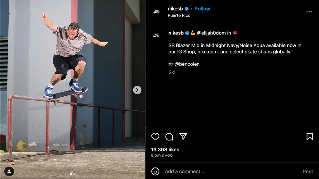 The image is a screenshot of the nikesb Instagram page
