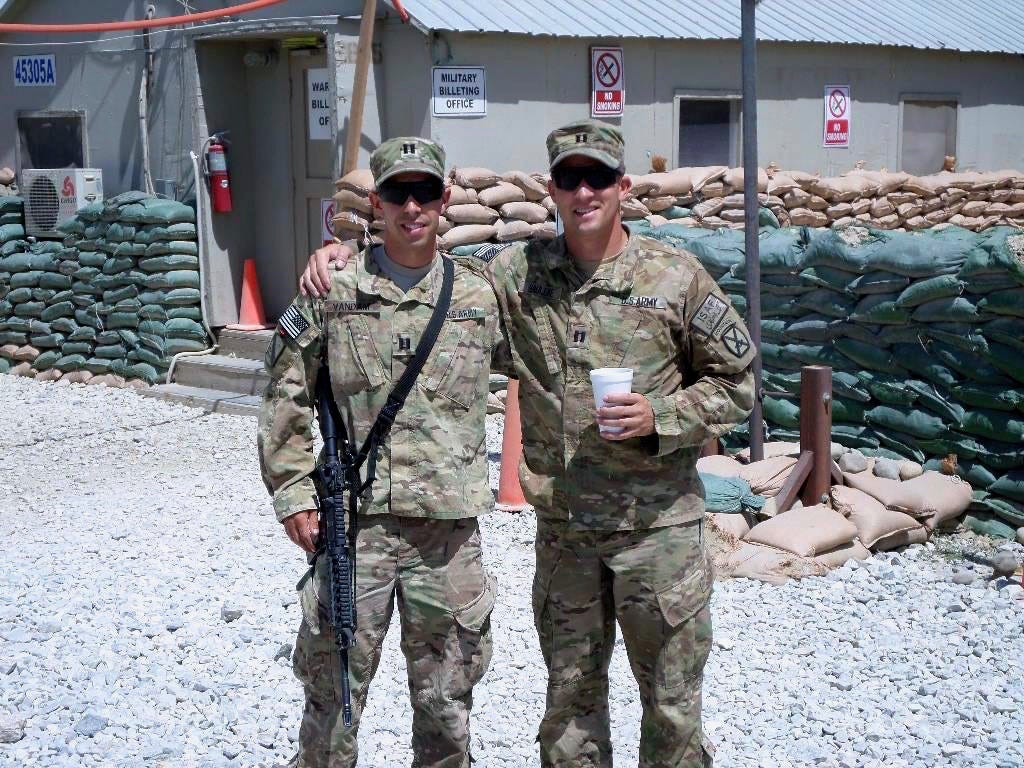 Another photo of Nick in Afghanistan serving his country overseas with fellow soldier and friend, Rob Bauleke.