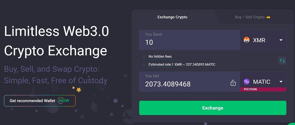 Convert XMR for MATIC with ChangeNow