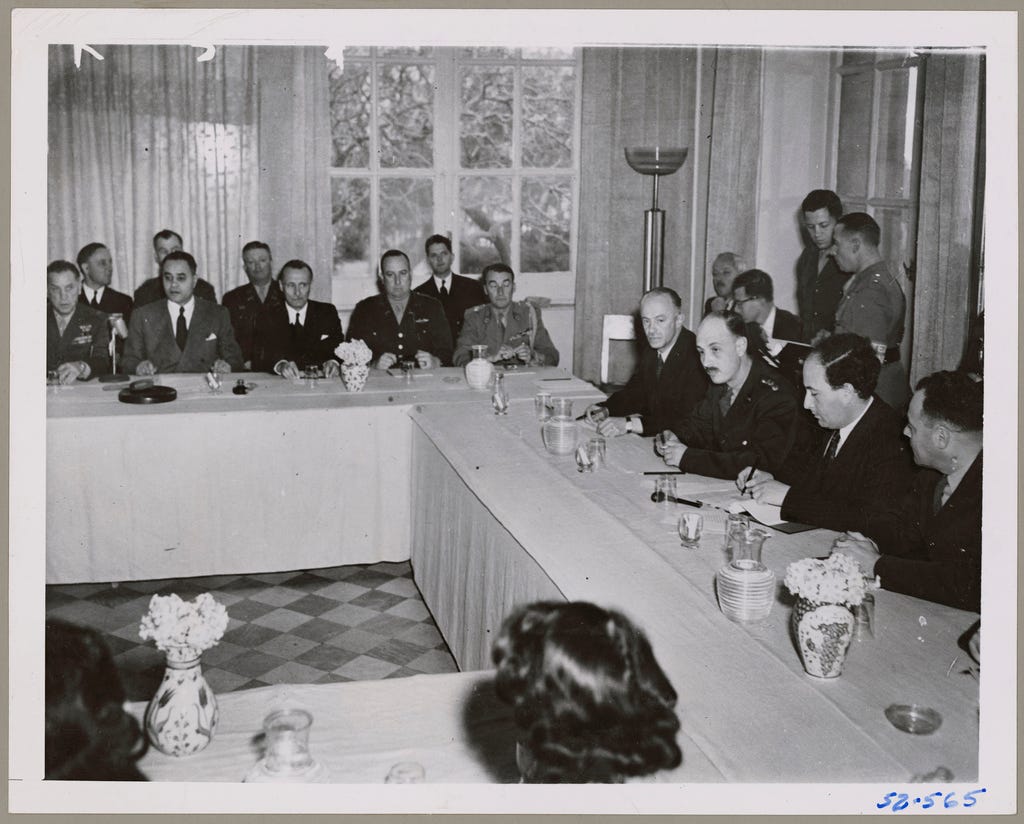Dr. Ralph Bunche and negotiators at the Arab-Israeli peace talks